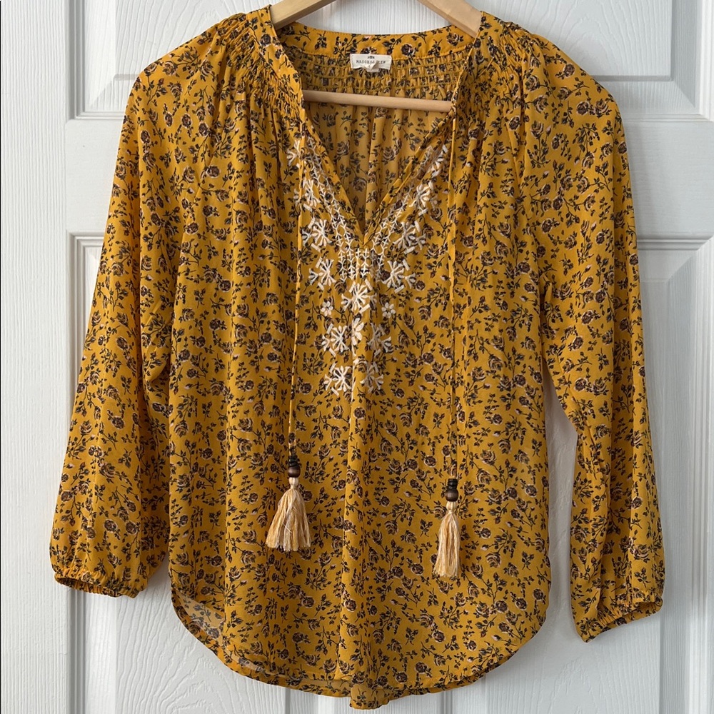 Mustard Floral Embroidered Blouse (From Stitch Fix Box)